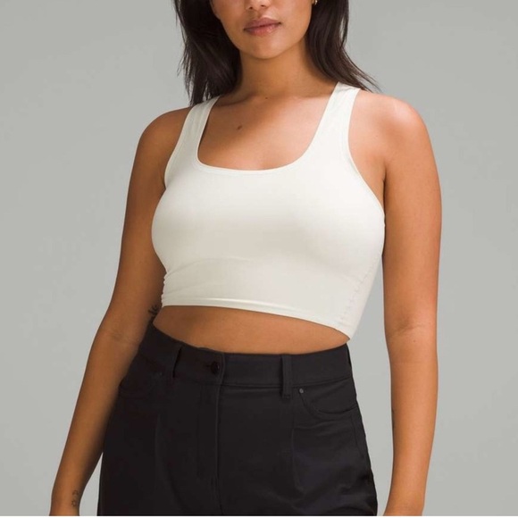 Lululemon Wundermost Ultra-Soft Nulu Scoop-Neck Cropped Tank Top Bone White XS - Picture 1 of 8